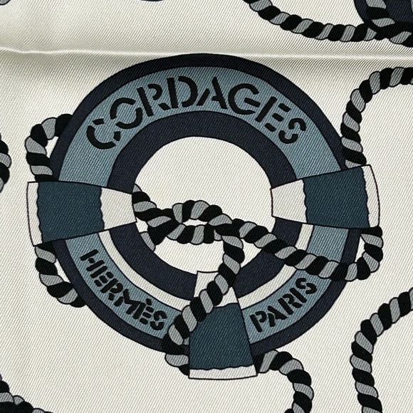 Hermès Paris “Cordages” Silk Scarf by Pierre Marie – 25x25 - Picture 2 of 4